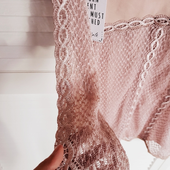 FINAL PRICE!! DONATING SOON⏰ NWT Free People Mixed Mesh Bodycon Dress Champagne - Picture 5 of 7